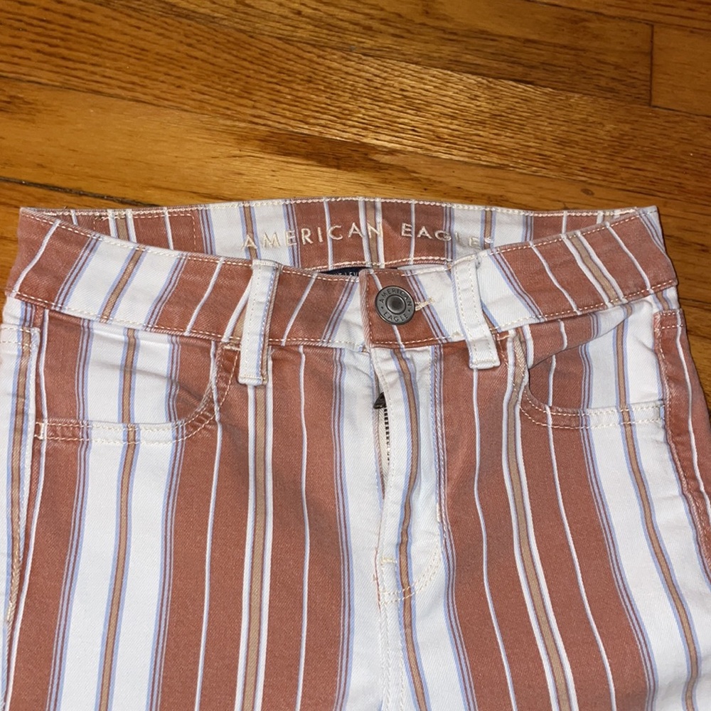 EUC American Eagle Outfitters striped stretch jeans, size 0 short - Picture 2 of 5